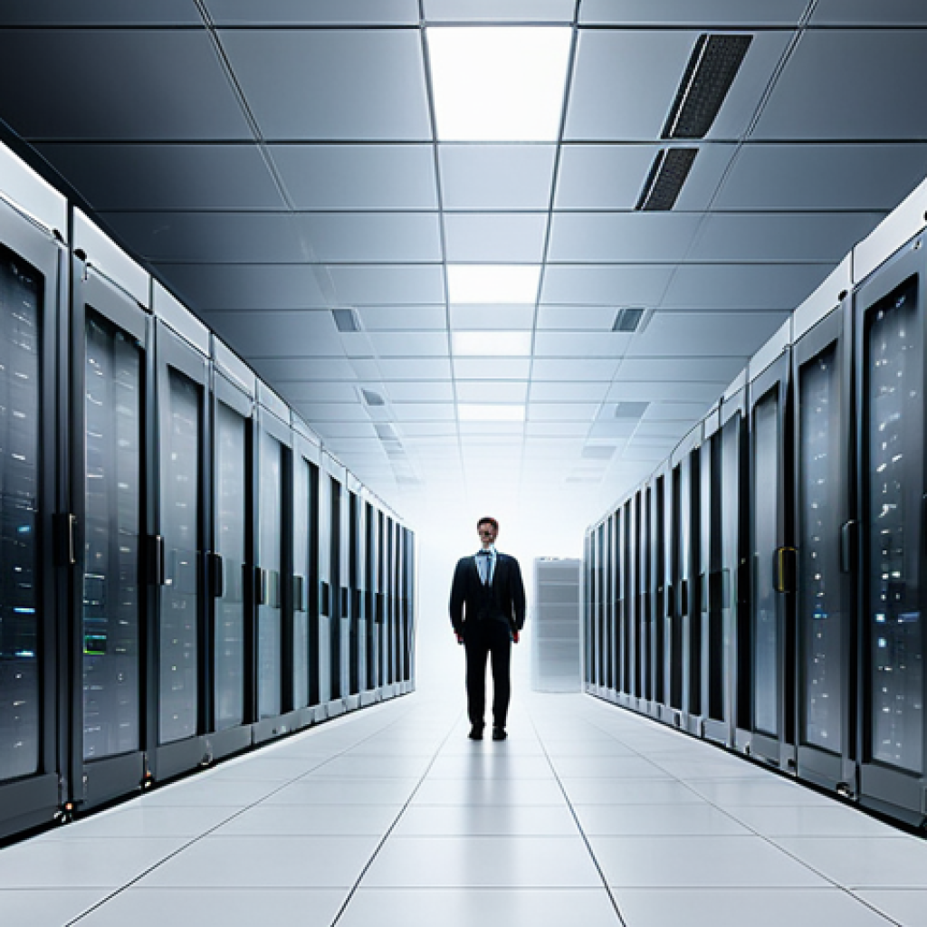 **

"A modern data center with rows of servers, partially obscured by a misty, ethereal cloud effect. The data center is powered by solar panels visible on the roof. A diverse group of engineers in professional attire are monitoring the systems. Fully clothed, appropriate content, safe for work. Perfect anatomy, correct proportions, professional, high resolution, detailed environment, sustainable technology."

**