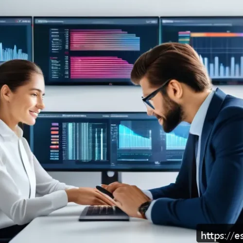Home 33 웹 생태계의 디지털 자산 관리 - A modern digital asset management office scene with diverse professionals collaborating around large...