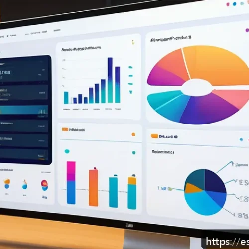 Home 32 데이터 시각화와 웹 생태계 - A vibrant, modern digital dashboard displaying colorful, harmonious data visualizations with smooth ...